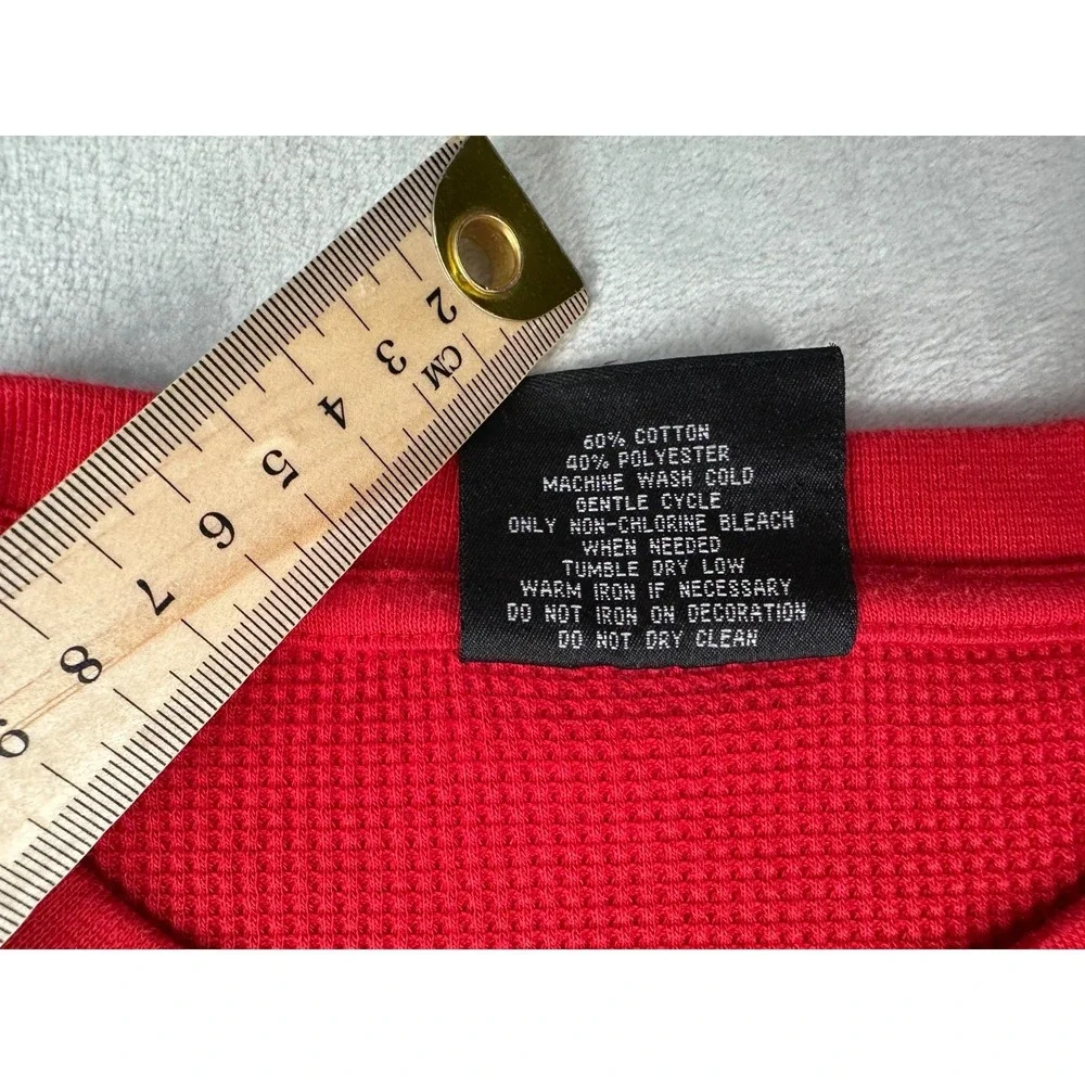South Pole Y2K Red Thermal Waffle Knit Crewneck Sweater Men's XXL Long Sleeve